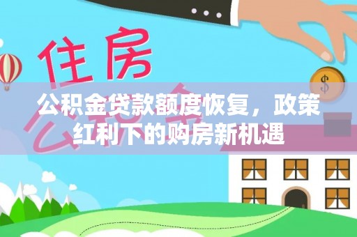 六龟公积金贷款额度恢复，政策红利下的购房新机遇